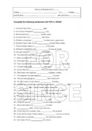 English Worksheet: for and since