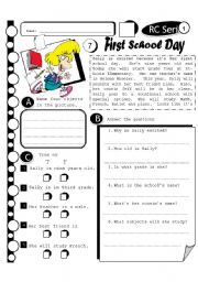 English Worksheet: RC Series 07 - First School Day (Fully Editable + Answer Key)