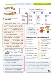 English Worksheet: Verbs followed by prepositions (1) - Common combinations with 