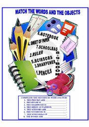 English Worksheet: SCHOOL OBJECTS