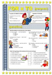 ** FOR x TO ** PURPOSE (Guide and Practice)