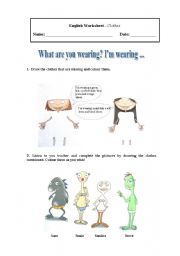English worksheet: clothes- worksheet