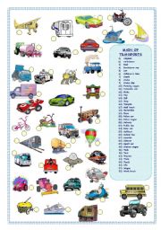 English Worksheet: MEANS OF TRANSPORTS