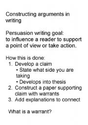 English worksheet: Persuasive Writing