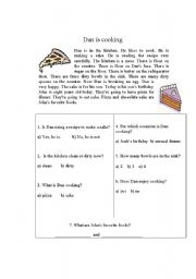 English Worksheet: Reading Cooking