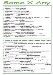 English Worksheet: Some x Any