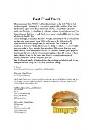 English Worksheet: Fast Foof Facts