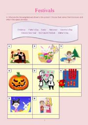 English worksheet: Festivals (including Chinese festivals) Page1 of 2