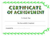 English Worksheet: Certificate of Achievement