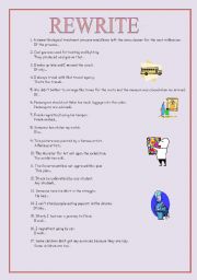 English Worksheet: Rewrite