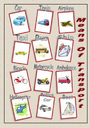 English Worksheet: Means Of Transport