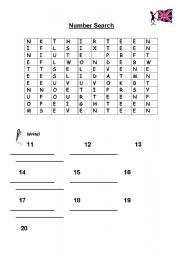 English worksheet: Number search