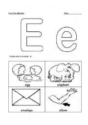 English worksheet: letter Ee