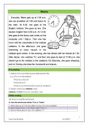 English Worksheet: everyday activities