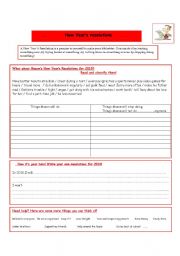 English Worksheet: New years resolution