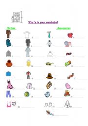 English Worksheet: whats in your wardrobe?