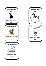 English Worksheet: What can and cant they do? part 2