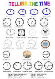 English Worksheet: Telling the Time - Pictionary