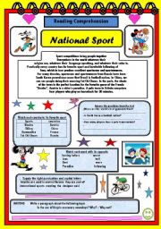 Natoal Sport             READING COMPREHENSION