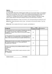 English worksheet: Interstellar Pig Forshadowing Constructed Response