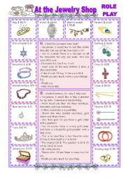 English Worksheet: At the Jewelry Shop - Role Play