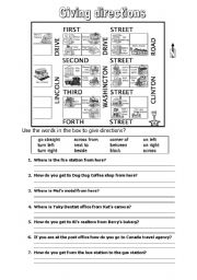 English Worksheet: Giving direction