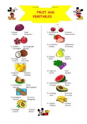 English Worksheet: fruit and vegetables