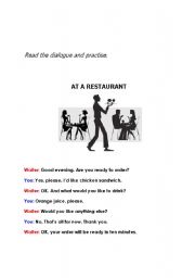 English worksheet: at a restaurant