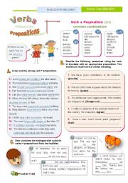 English Worksheet: VVerbs followed by Prepositions (2) - Common combinations with 