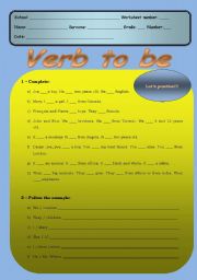 Verb to be - 2 pages