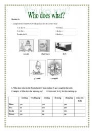 English worksheet: Who does what?