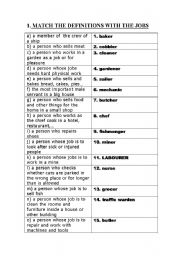 English Worksheet: VOCABULARY: MATCH THE JOBS WITH THE PICTURES