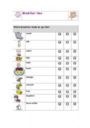 English Worksheet: breakfast time