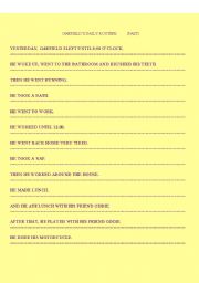 English worksheet: GARFIELDS DAILY ROUTINE IN THE PAST