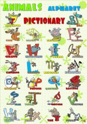 English Worksheet: ANIMALS ALPHABET pictionary