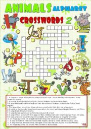 English Worksheet: ANIMALS ALPHABET crosswords 2