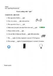 English worksheet: Words ending with -ights