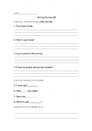 English worksheet: Writing Practice