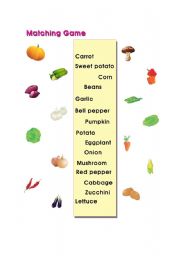 English Worksheet: matching vegetables