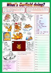 English Worksheet: Whats Garfield doing? - present continuous (fully editable)