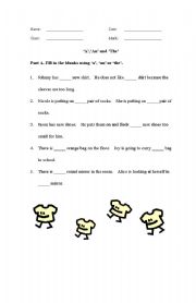 English worksheet: Grammar - A, an, the