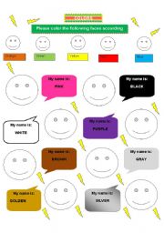 English worksheet: COLORS-FACE