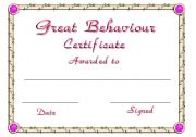 English Worksheet: Certificate