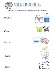 English worksheet: milk products 