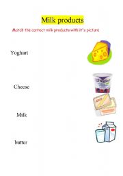English worksheet:  milk products 2