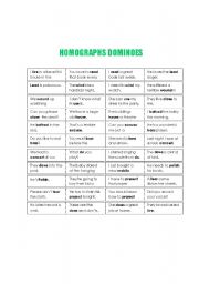 English Worksheet: Homographs dominoes