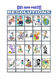 English Worksheet: New years resolutions Cut and paste