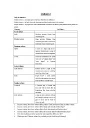 English Worksheet: Cultural differences