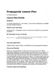 English Worksheet: Propaganda Lesson Plan