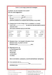 English Worksheet: Valentine love songs and poems